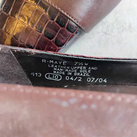 Etienne Aigner Maye Croc Embossed Leather Pumps Womens 7.5W Square Toe Office - Picture 11 of 13